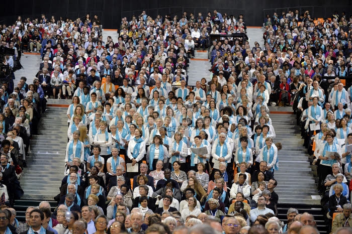 Protestants en fête à Strasbourg, France.