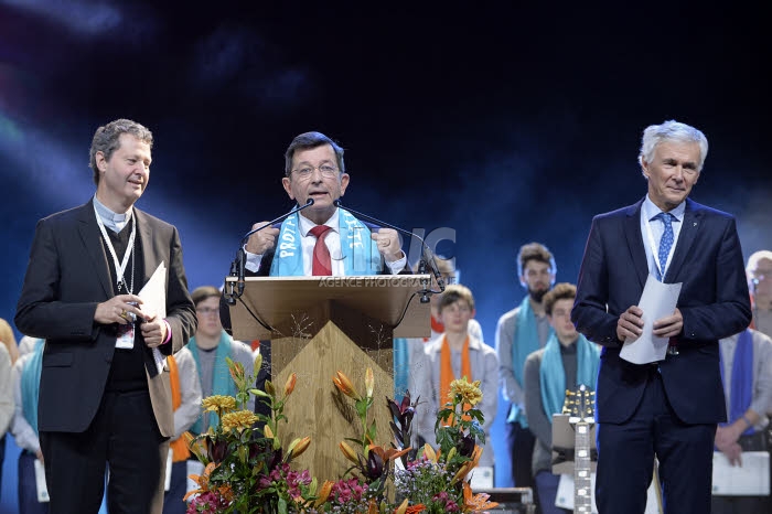 Protestants en fête à Strasbourg, France.