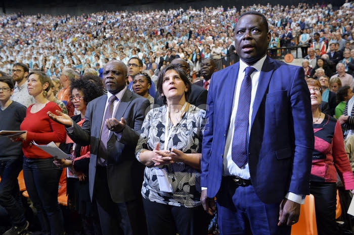 Protestants en fête à Strasbourg, France.