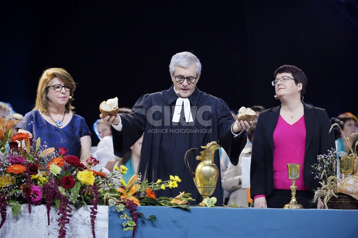 Protestants en fête à Strasbourg, France.