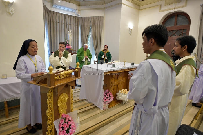 November 28, 2017 : Pope Francis celebrates a Mass at the archbishop's palace in Yangon, Myanmar.