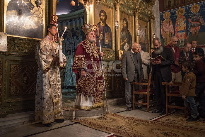 Noël orthodoxe dans l'église Saint-Porphyre à Gaza.