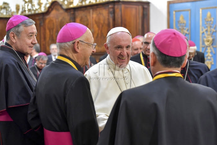 Voyage apostolique du pape François au Chili. Le pape rencontre les évêques chiliens.