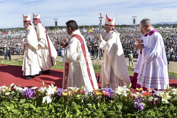 Voyage apostolique du pape François au Chili. Messe célébrée par le pape à Maquehue.