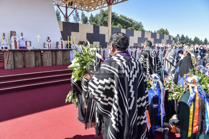 Voyage apostolique du pape François au Chili. Messe célébrée par le pape à Maquehue.