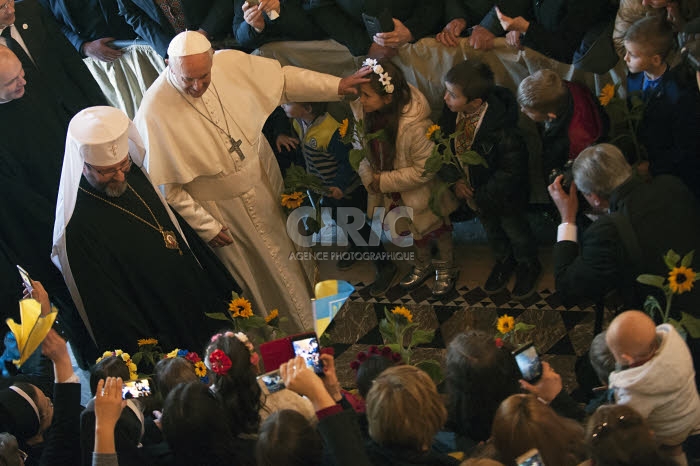 Le pape François et communauté gréco-catholique ukrainienne de Rome.