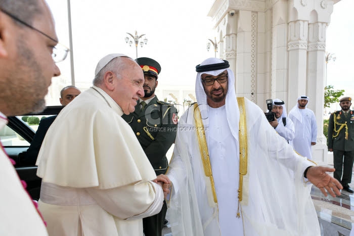 Le pape François à Abu Dhabi, Emirats arabes unis.