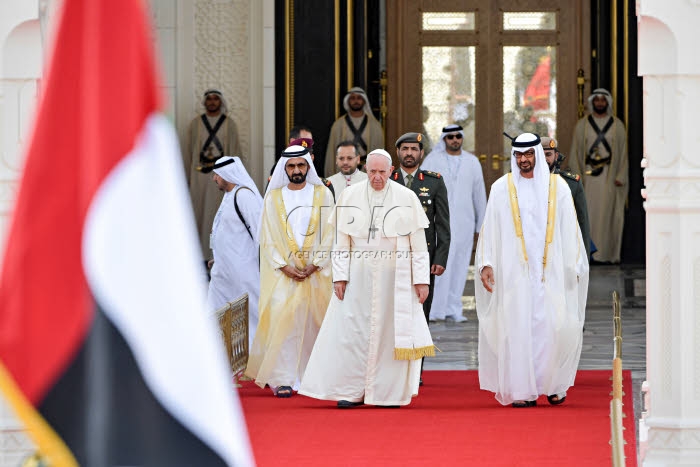 Le pape François à Abu Dhabi, Emirats arabes unis.