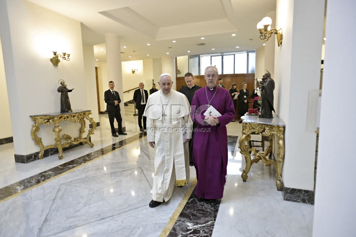 Le pape François et Justin WELBY, archevêque de Cantorbéry au Vatican.