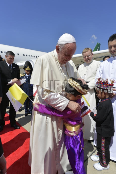 Voyage apostolique du pape François en Asie. Arrivée à Bangkok, Thaïlande.