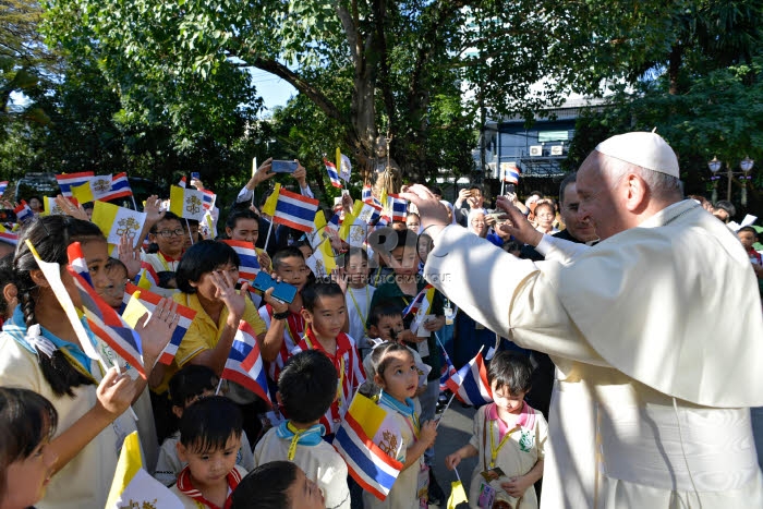 Voyage apostolique du pape François en Asie. Bangkok, Thaïlande.
