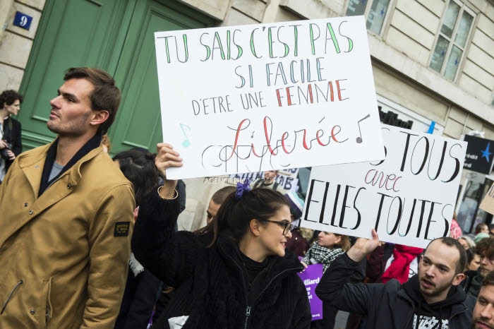 Paris, marche contre les violences sexistes et sexuelles faites aux femmes.