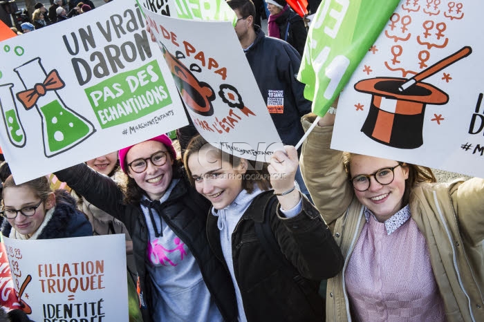 Manifestation contre la réforme de la PMA, la GPA, le projet de loi bioéthique.