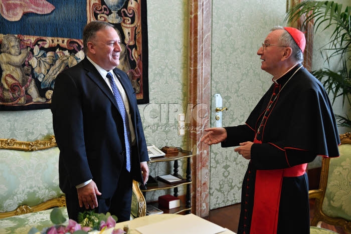 Le Card. Pietro PAROLIN reçoit au Vatican Mike POMPEO.